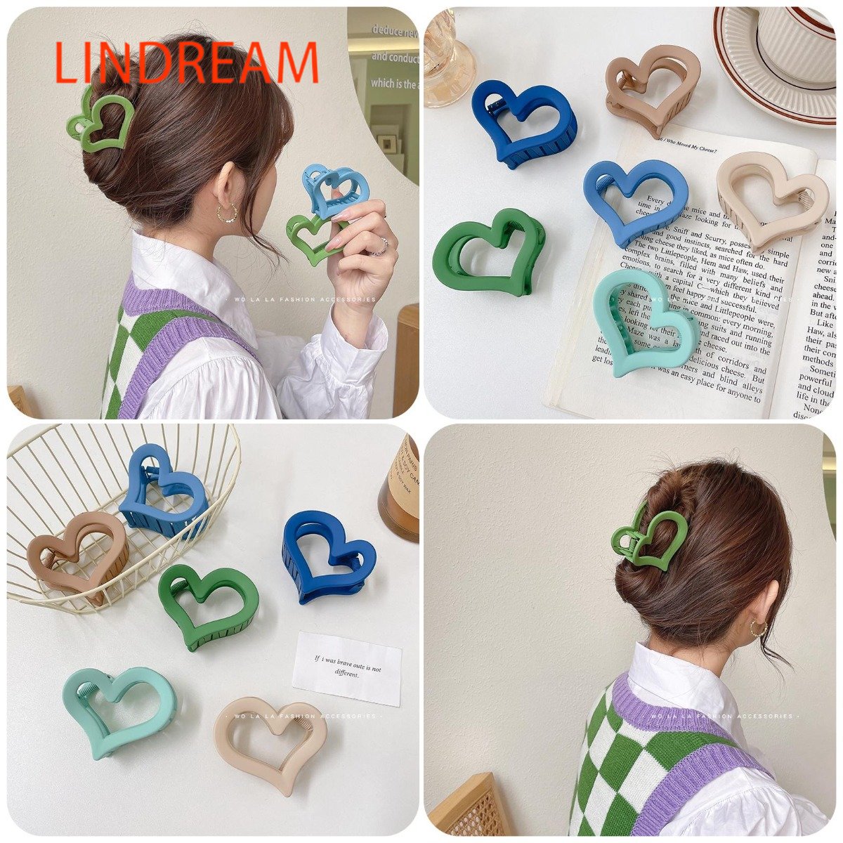 LINDREAM Kẹp tóc càng cua cỡ lớn thiết kế phong cách Hàn Quốc