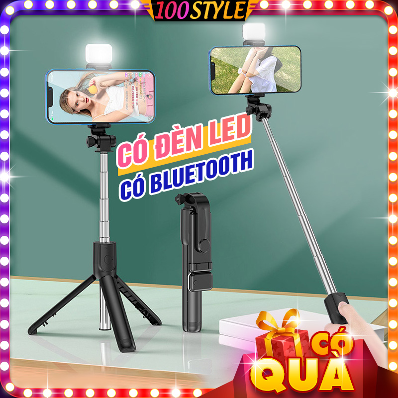 Gậy Selfie Đèn Led Livestream Chụp Ảnh Bluetooth - 100style
