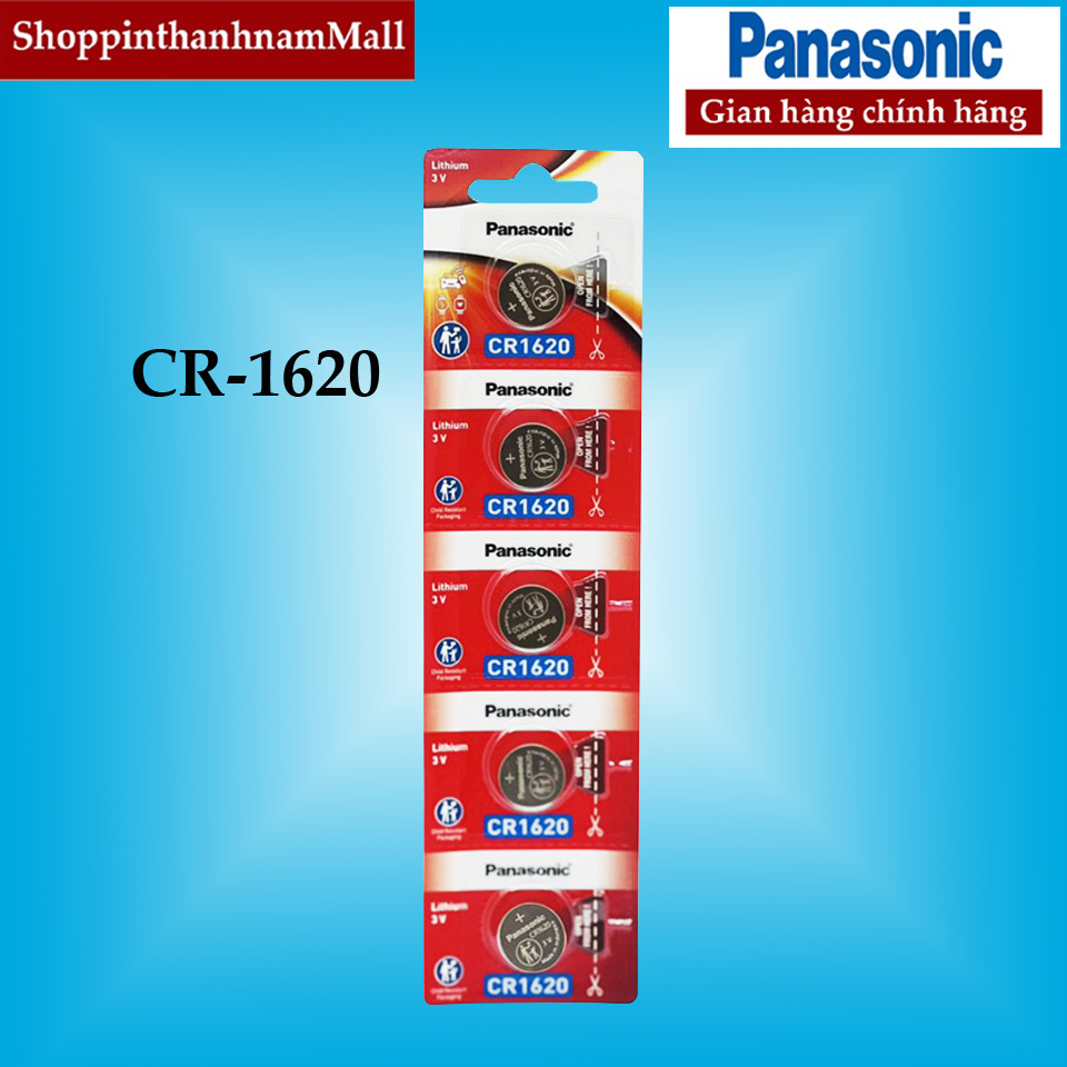 Pin cr1620 panasonic lithium 3v vỉ 5 viên chính hãng