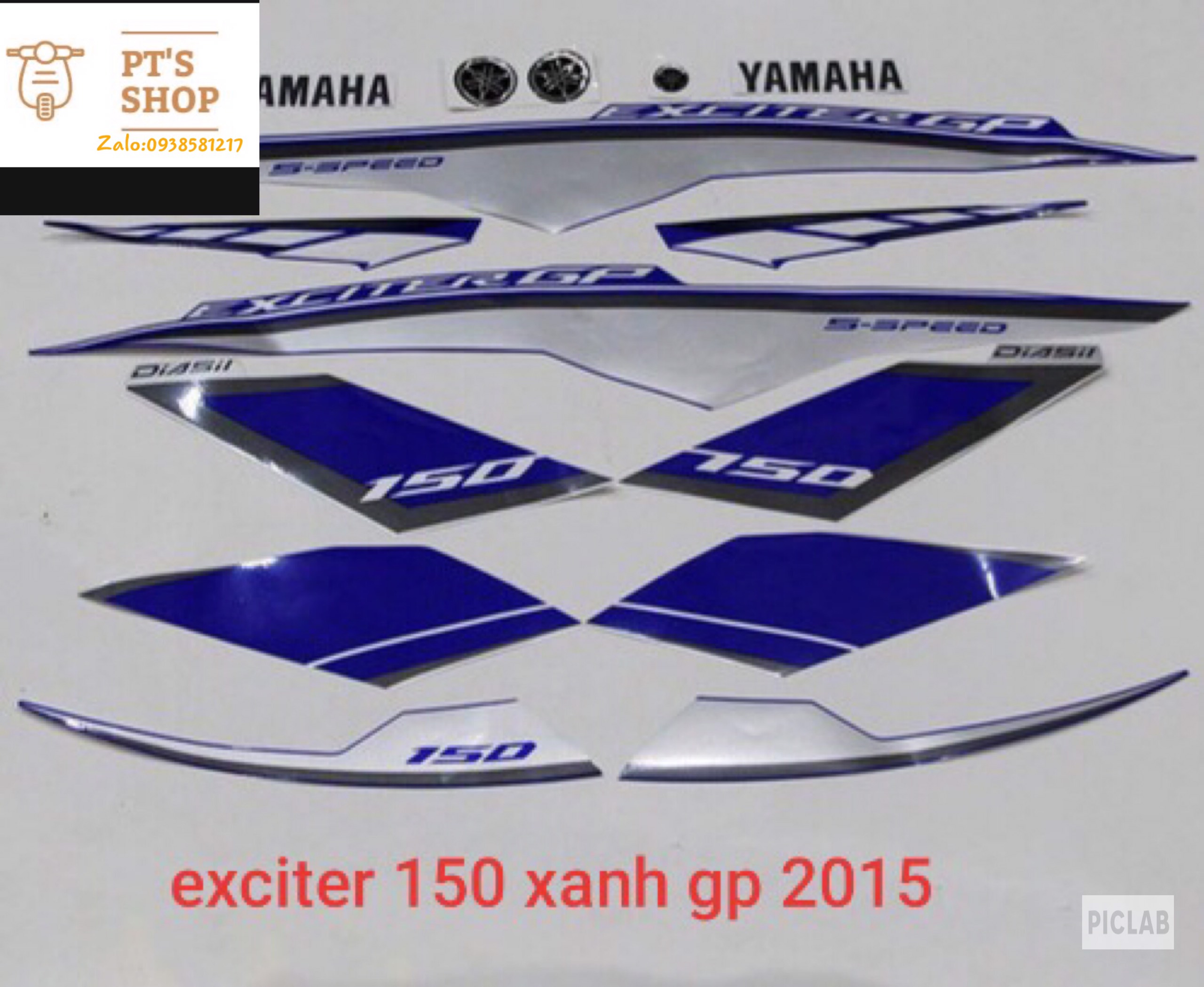 Bộ tem exciter 150 màu xanh gp đời 2015