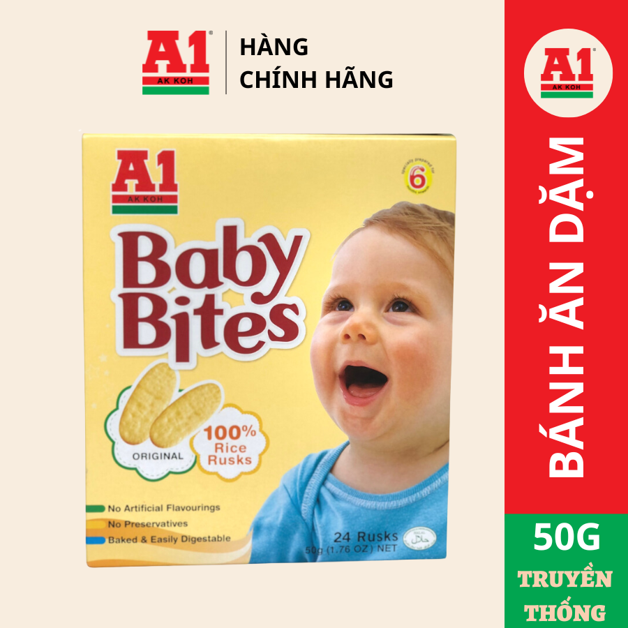 [HCM]Bánh Gạo Ăn Dặm Cho Bé 50g Vị Truyền Thống