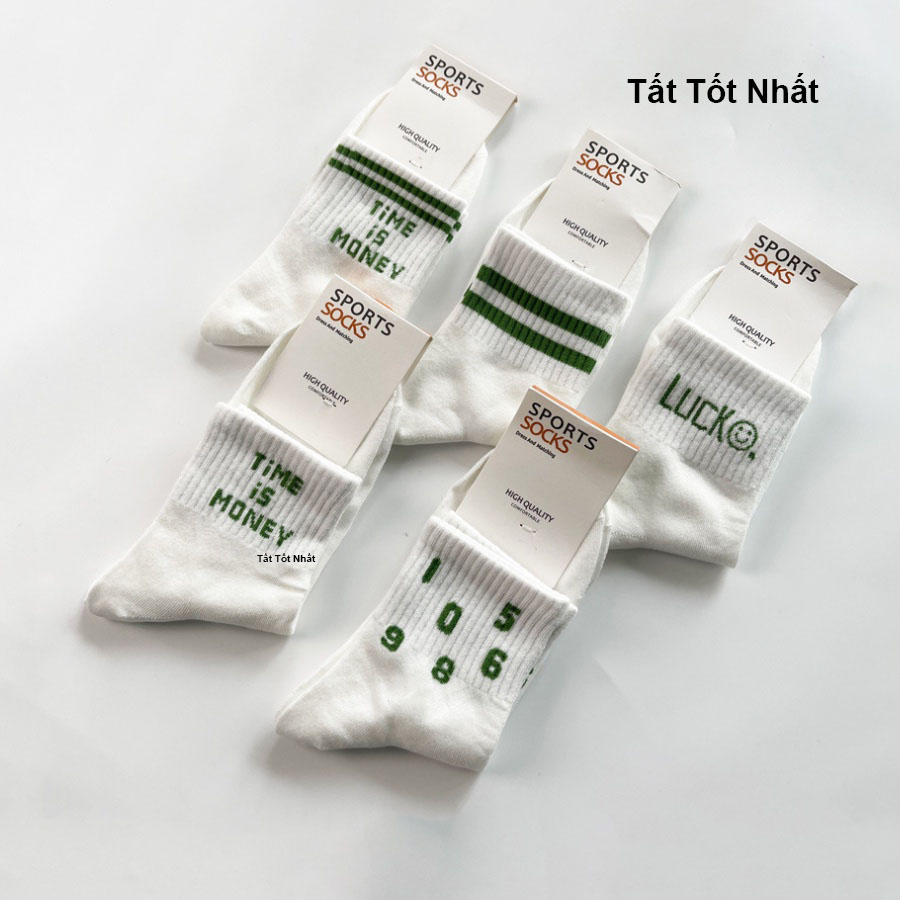 Tất nữ cổ trυng thời trang họa tiết xanh lá , vớ nữ cổ lửng cotton cao cấp êm mềm thoáng khí