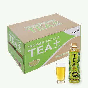 Thùng 24 chai trà xanh matcha tea+ plus chai 455ml / lốc 6 chai matcha trà xanh tea plus+ chai 455ml