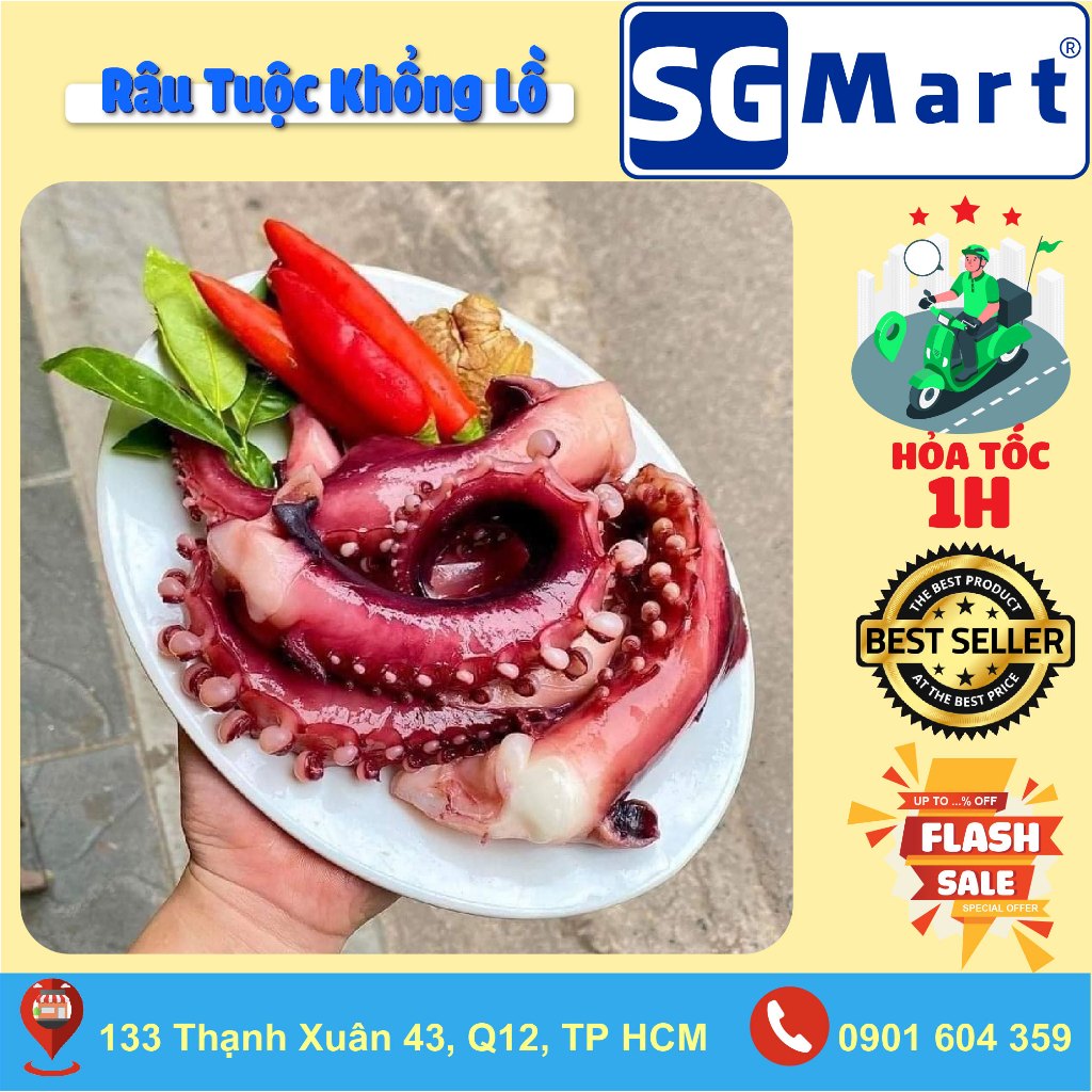 Râu Tuộc Khổng Lồ, Râu Bạch Tuột 1kg Rã Đông 500-600g, Siêu Tươi Ngon, Giòn Ngọt (Ship Hỏa Tốc 1H HCM)
