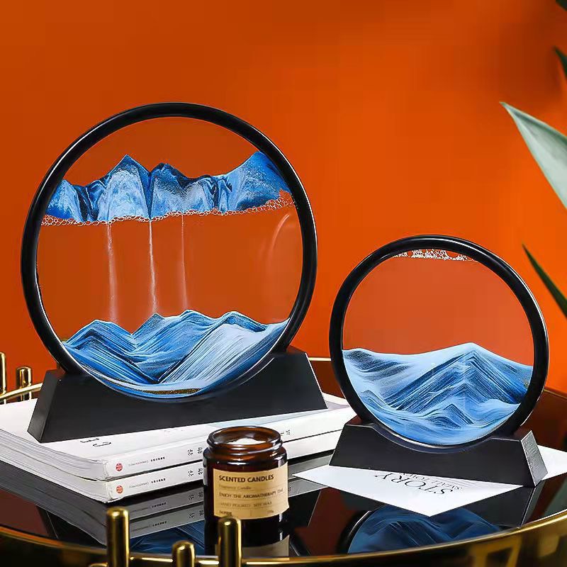 [Sẵn hàng] Tranh cát thủy tinh lún chảy chuyển động 3D decor nhà cửa hình tròn