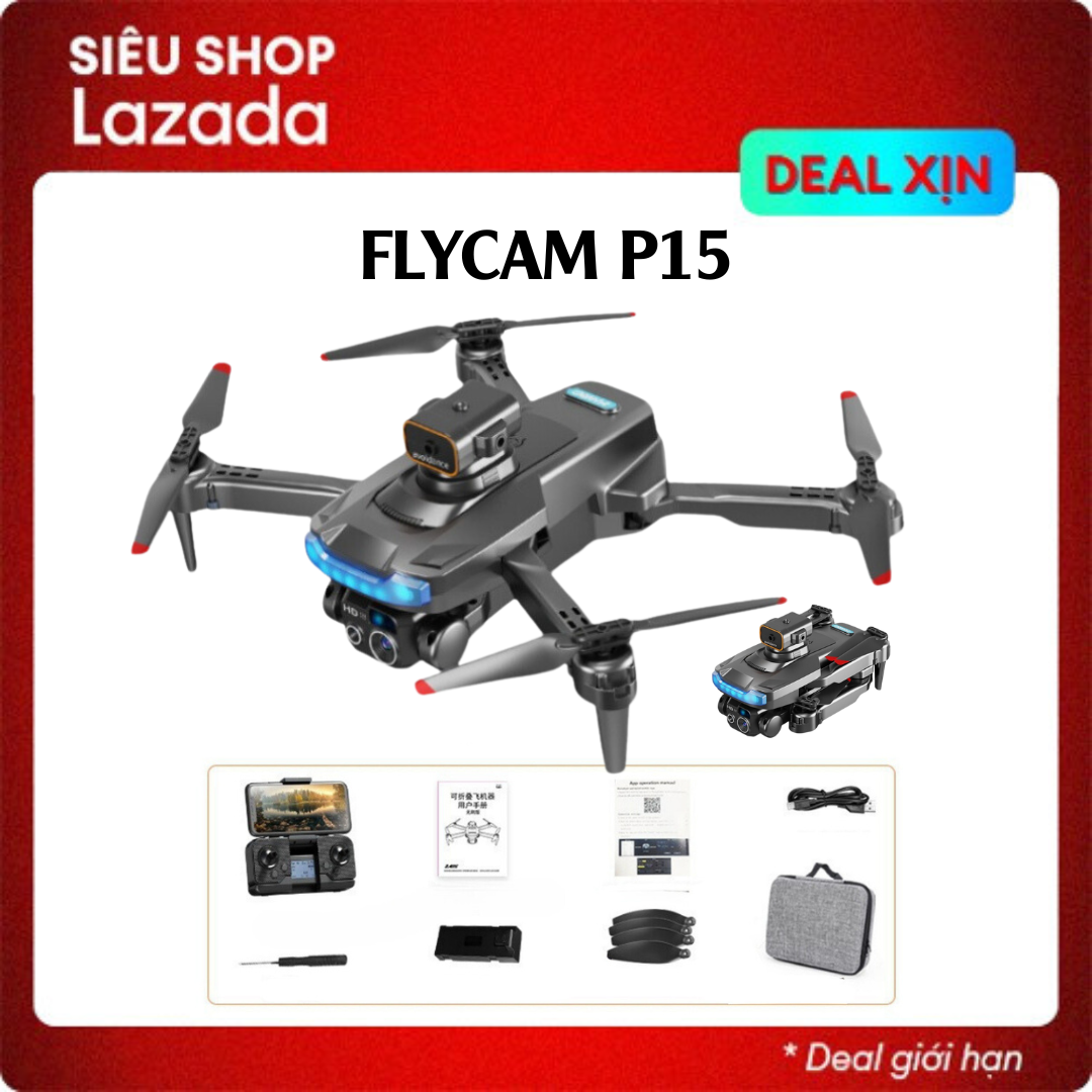 Drone flycam cao cấp P15 pro camera kép 4k full HD ,Kết nối wifi từ điện thoại truyền tải từ khoảng cách 500m,cảm ứng chống va chạm