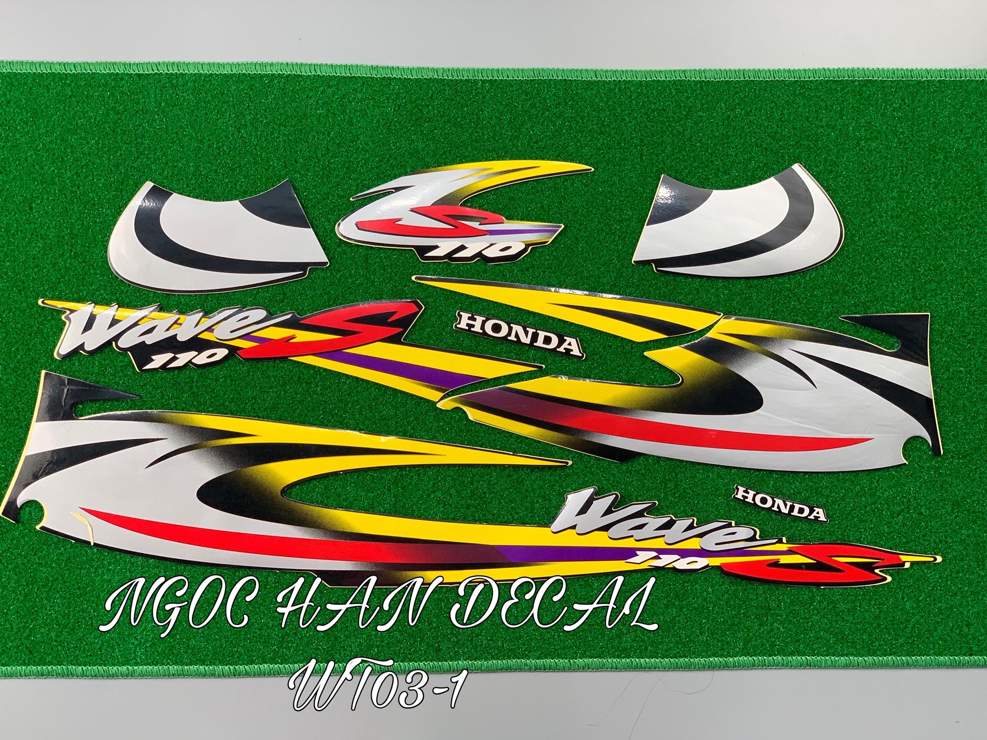 Nguyên bộ tem (3 lớp) Wave Thái 110s màu đen bạc đời 2001 -- NGỌC HÂN DECAL