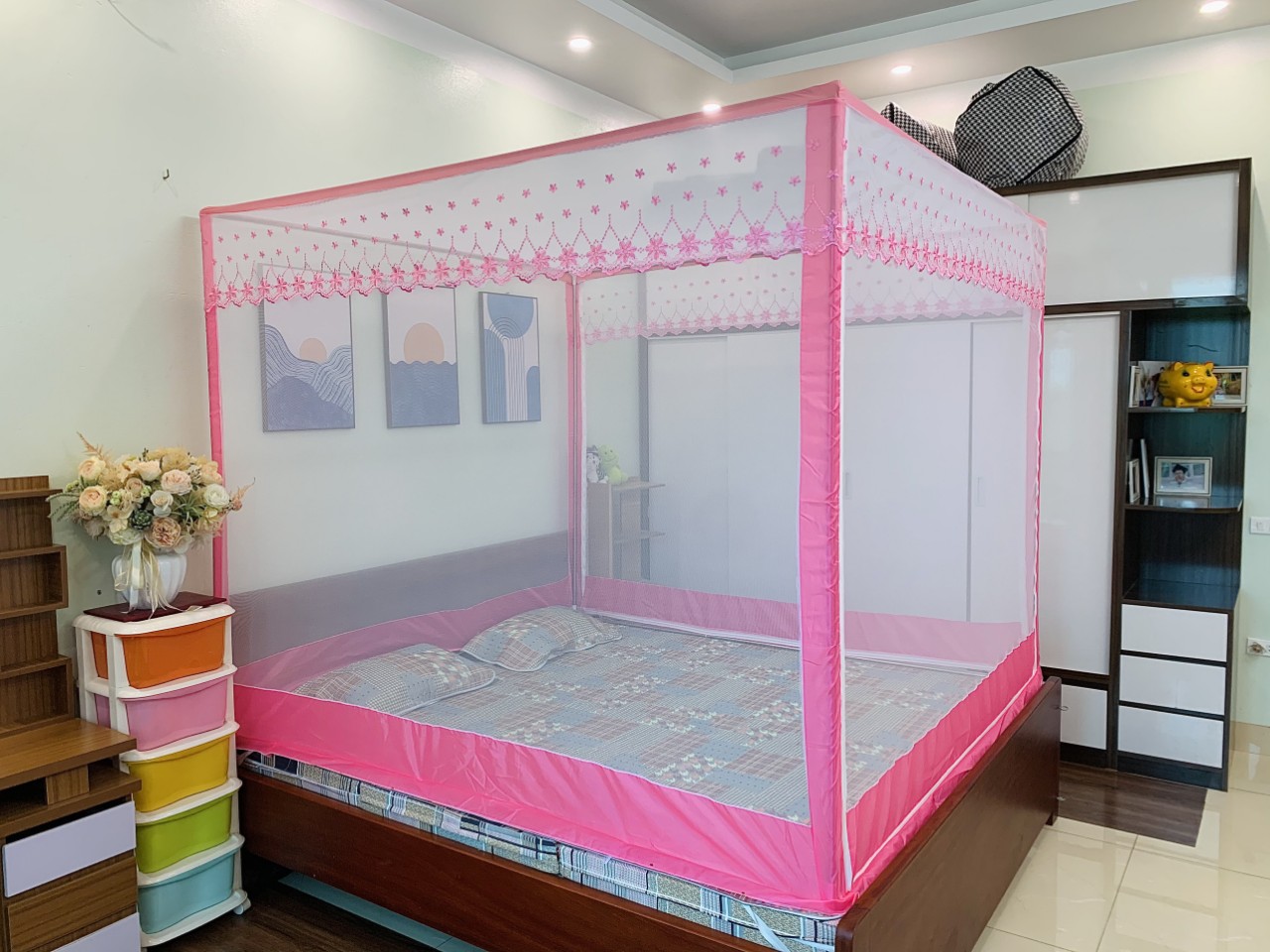 Màn khung không khoan tường thiết kế mới khung Inox chắc chắn, tiện dụng. mùng ngủ không khoan tường