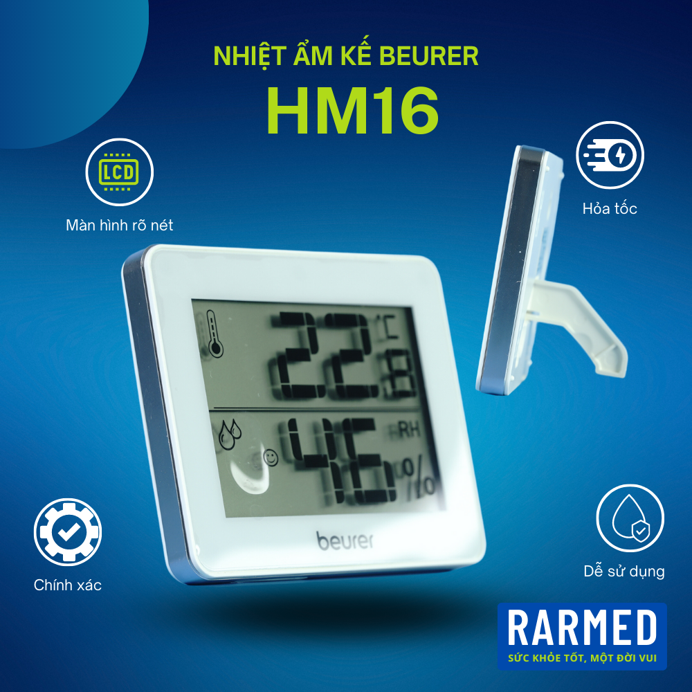 Nhiệt ẩm kế điện tử Beurer HM16 đo nhiệt độ, độ ẩm cho gia đình