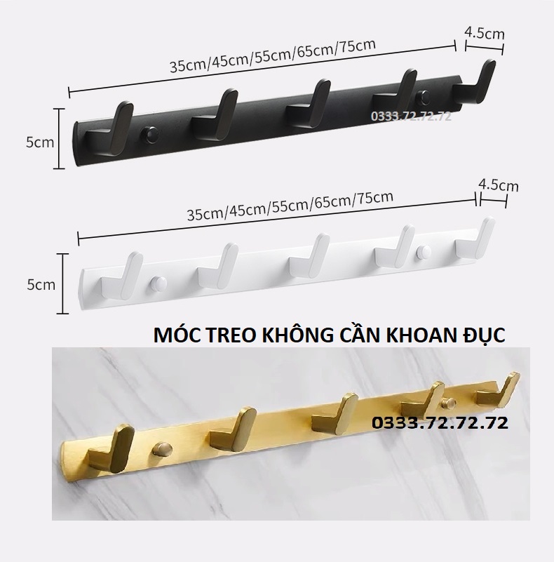 Thanh móc treo quần áo khăn tắm, nhà bếp, nhà tắm, treo sau cánh cửa kiểu dáng hiện đại
