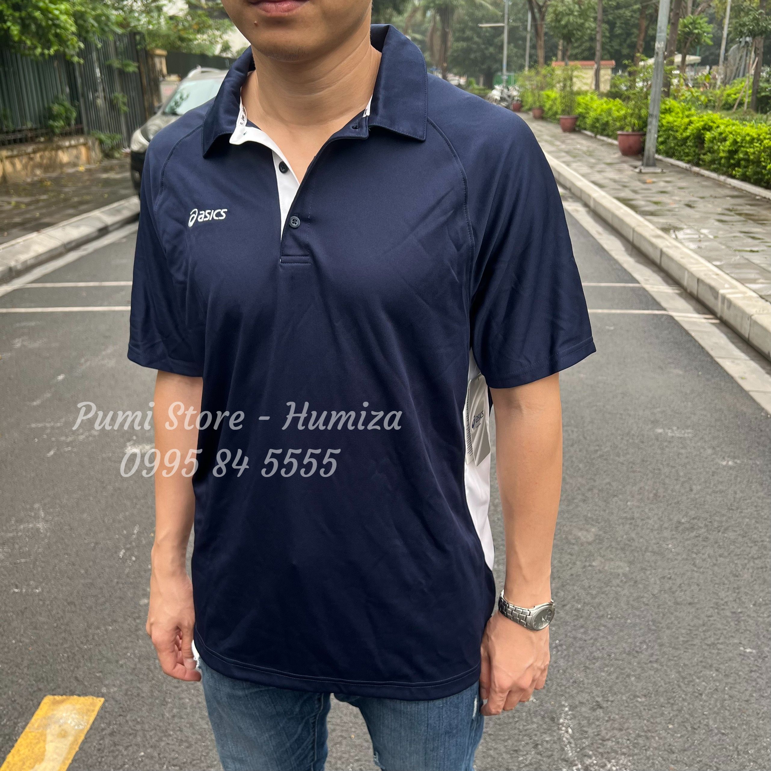Áo Nam Asics Corp Polo Chính Hãng, Màu Xanh Navy - Form châu âu