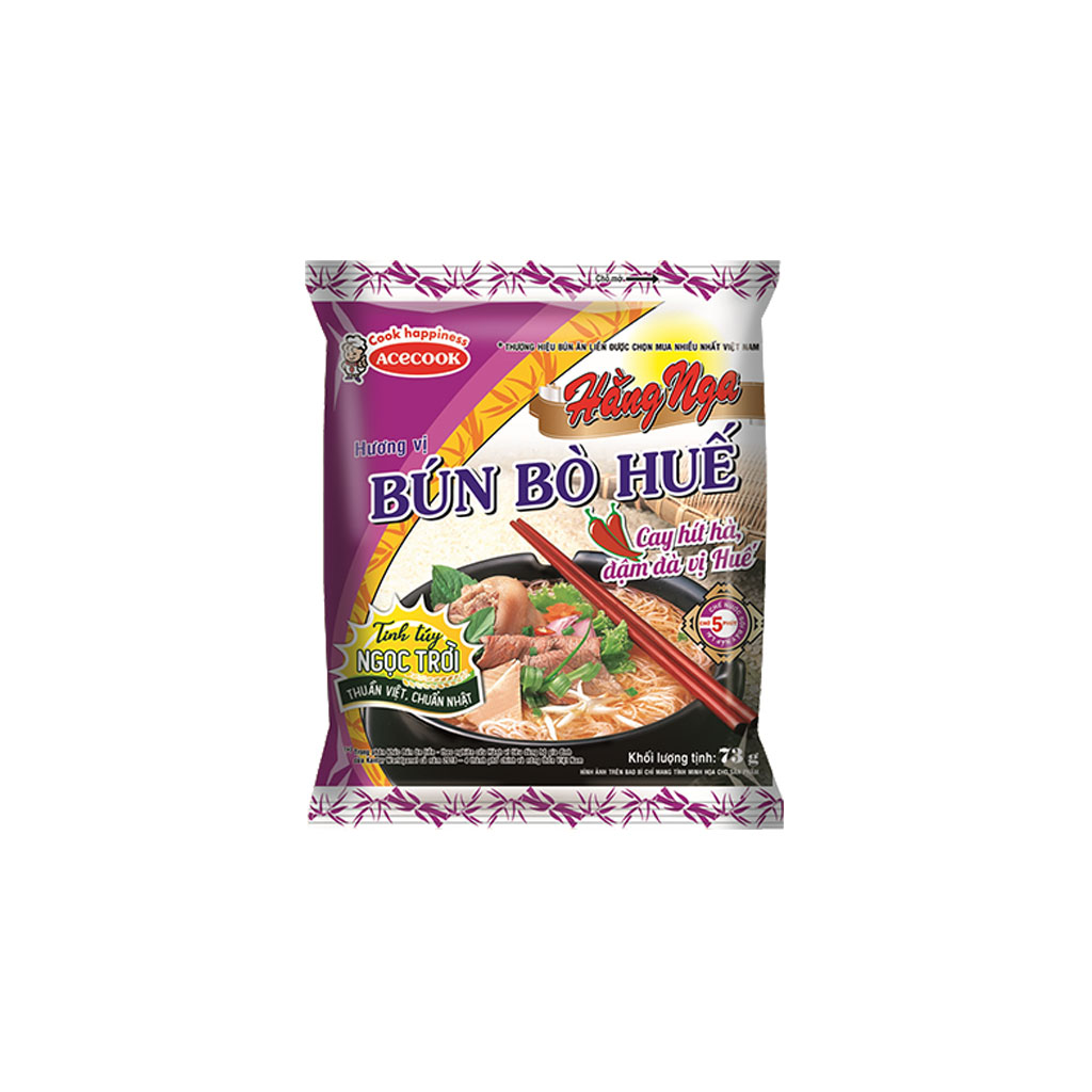 Thùng 30 gói bún bò Huế Hằng Nga 73g