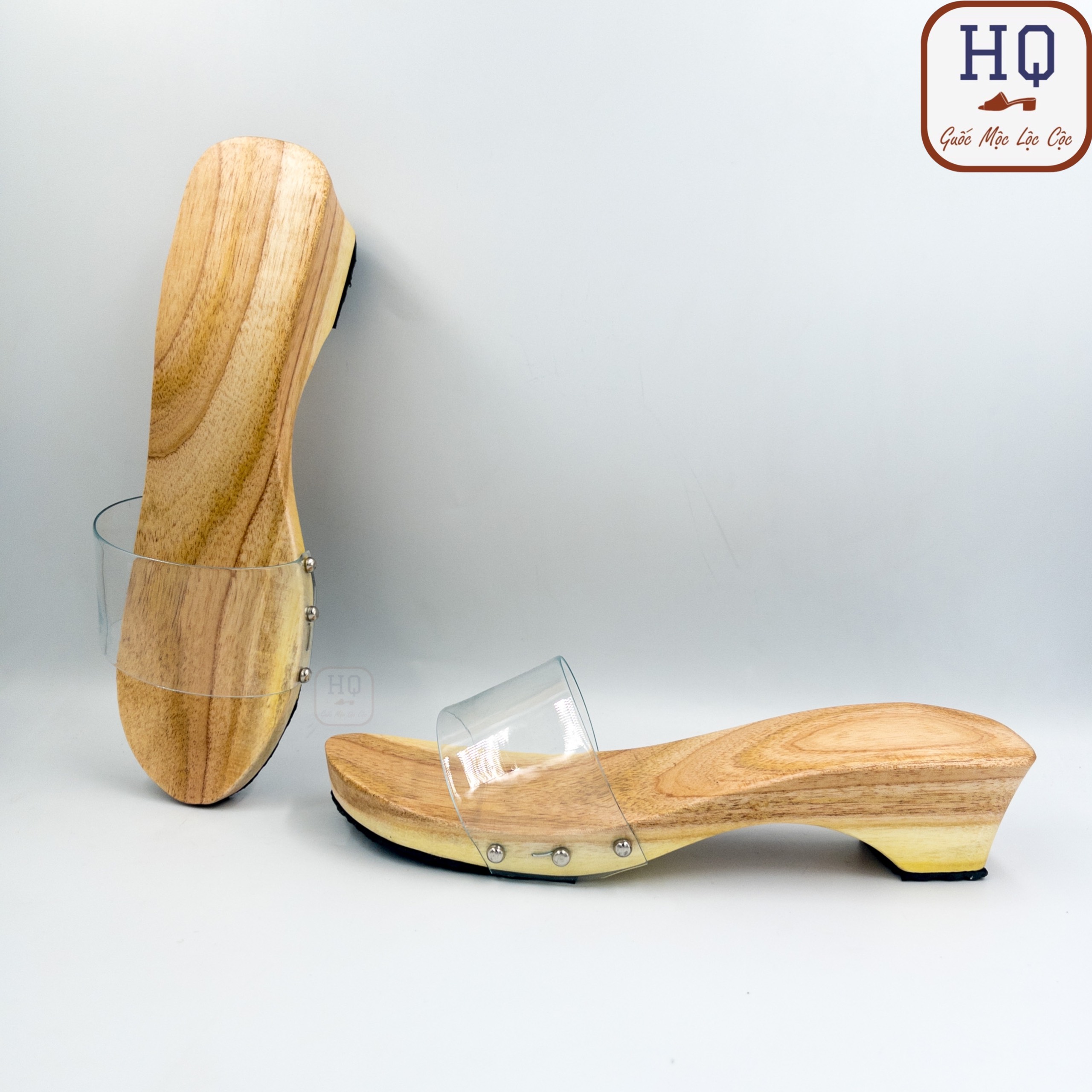 Guốc gỗ 5 phân mũi tròn, dép gỗ quai nhựa Thanh Hà guốc mộc đế xuồng truyền thống mặc áo dài, tứ thân, bà ba, yếm, đồ la