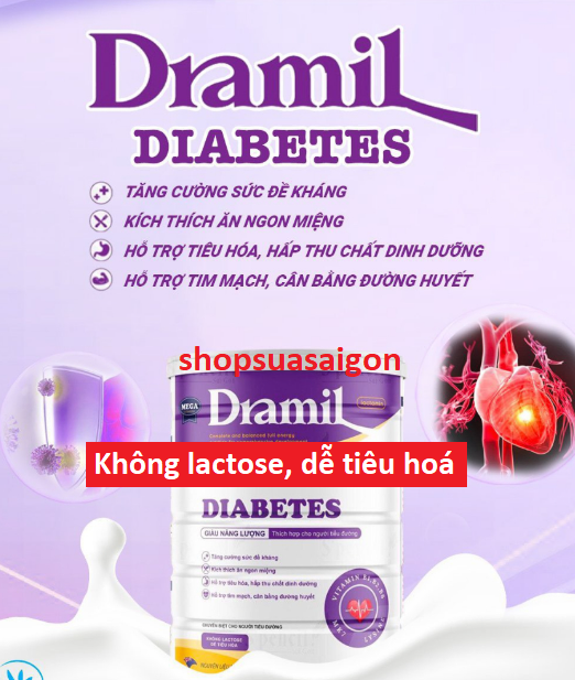 Sữa Dramil Diabetes Sữa chuyên biệt dành cho người bị tiểu đường