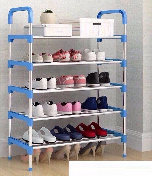 Kệ để giày dép 5 tầng gọn gàng khung inox loại 1,giá để giày,tủ giày