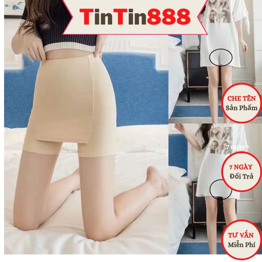 Quần mặc váy trong váy chống lộ co dãn nhiều mềm mịn mát - Quần mặc váy chống lộ che phủ an toàn thun mát lạnh - Quần đùi bảo hộ 2 lớp - TinTin888