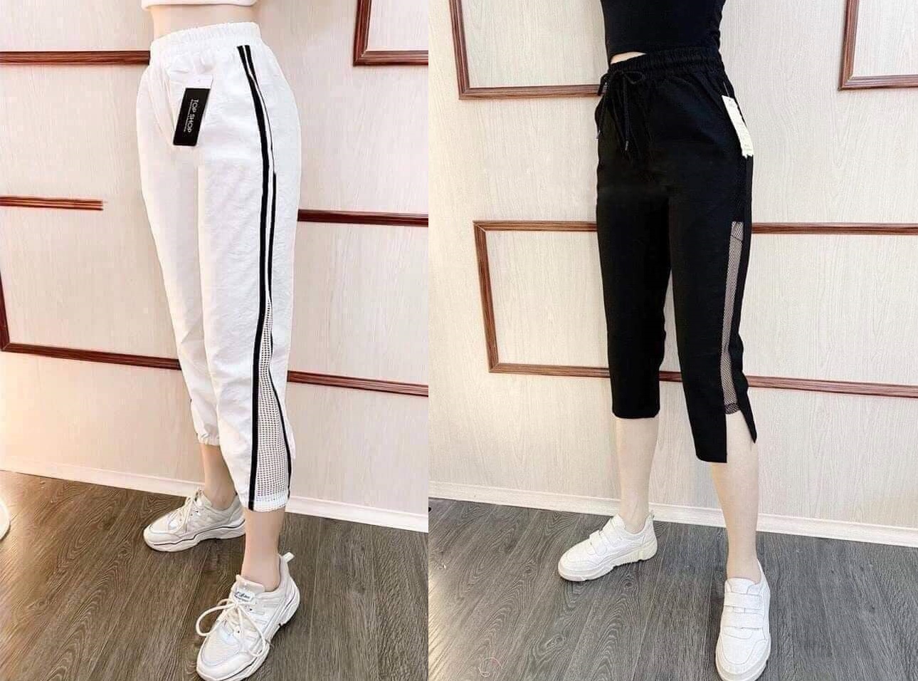 Quần đũi pha lưới ngố - dài xẻ 2 bên Full size từ 38-68kg vải đũi Hàn loại 1