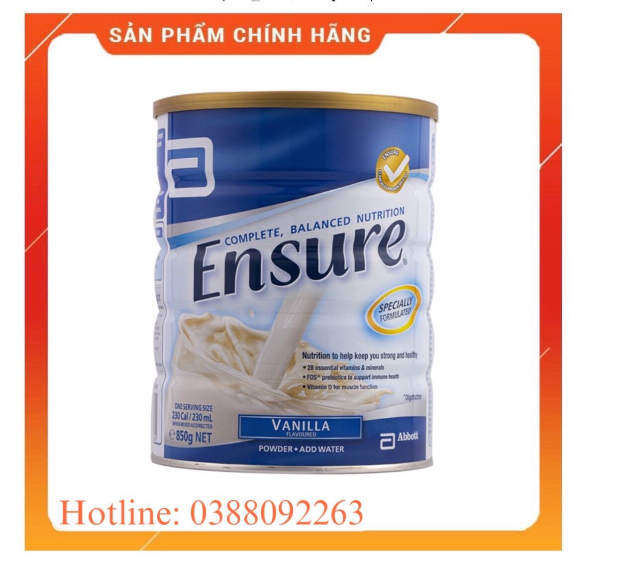 [Sale 3 ngày] Sữa Ensure Úc 850g, sữa cho người ốm, sữa cho người gầy