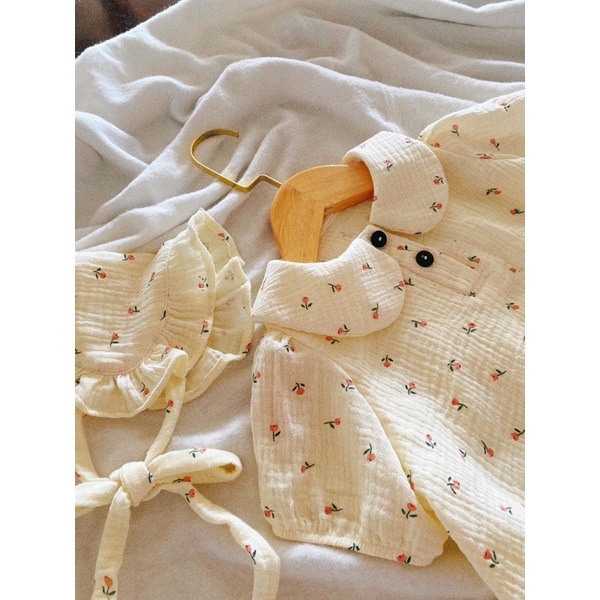 Vải xô muslin 2 lớp cao cấp hoa tuy lip nhí