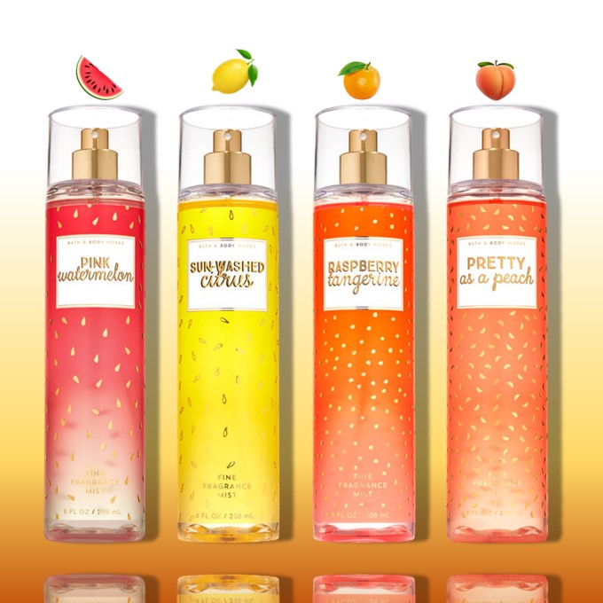 Xịt Thơm Toàn Thân Bath & Body Works Body Mist (236ml) | Pretty As A Peach | Raspberry Tangerine | Pink Watermelon | Sun-Washed Citrus