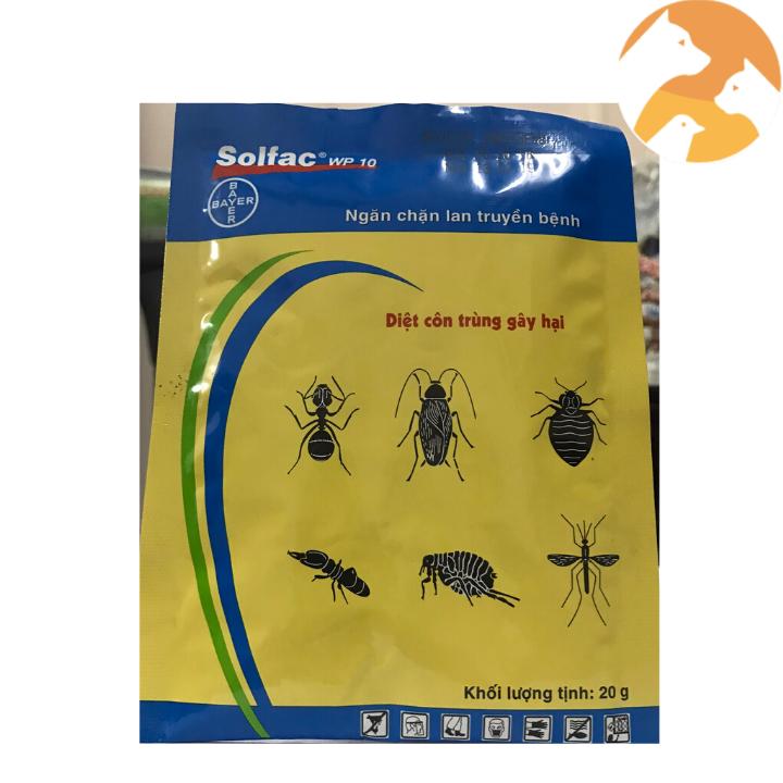 Solfac wp10 [20 g] Thuốc diệt muỗi, ruồi, ve, bọ chét, rận, mạt gà, gián, kiến