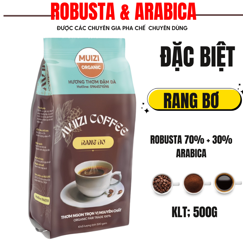 Cà phê hạt nguyên chất robusta rang bơ robusta 70% + 30% arabica loại đăc biệt