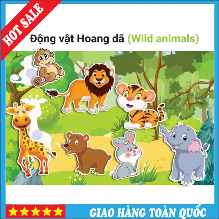Bộ động vật học - học liệu dính dán montessori - matching book -f14