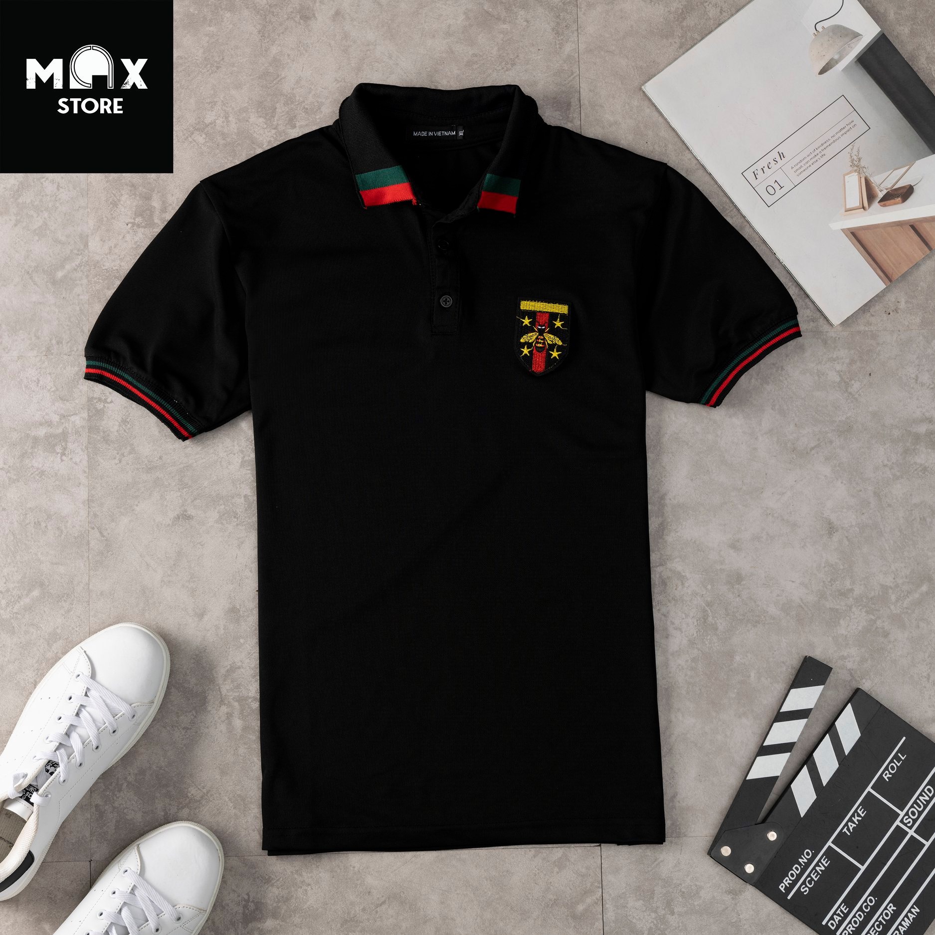 Áo thun nam có cổ hot trend 2021gắn con ong, áo thun nam , áo nam đẹp , áo nam ngầu , áo nam rẻ , áo polo nam , áo nam poloman , áo thun polo nam , áo nam form ôm