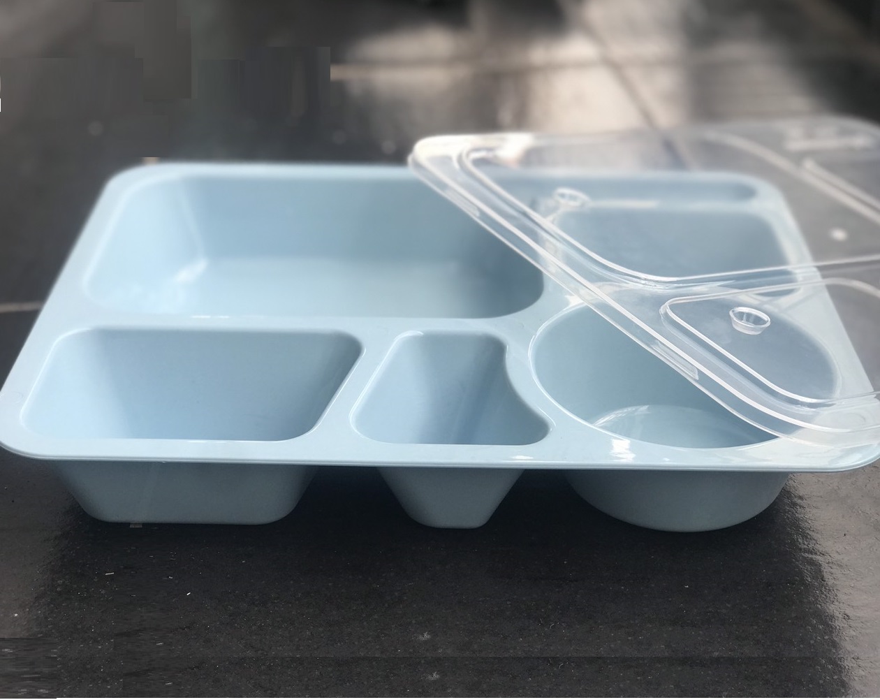 [Có Ảnh Thật] Khay Cơm Nhựa 5 Ngăn, Có Nắp Đậy. Thương Hiệu Nhựa Việt Nam. Kích thước :28 x 22 x 4.5 (cm)
