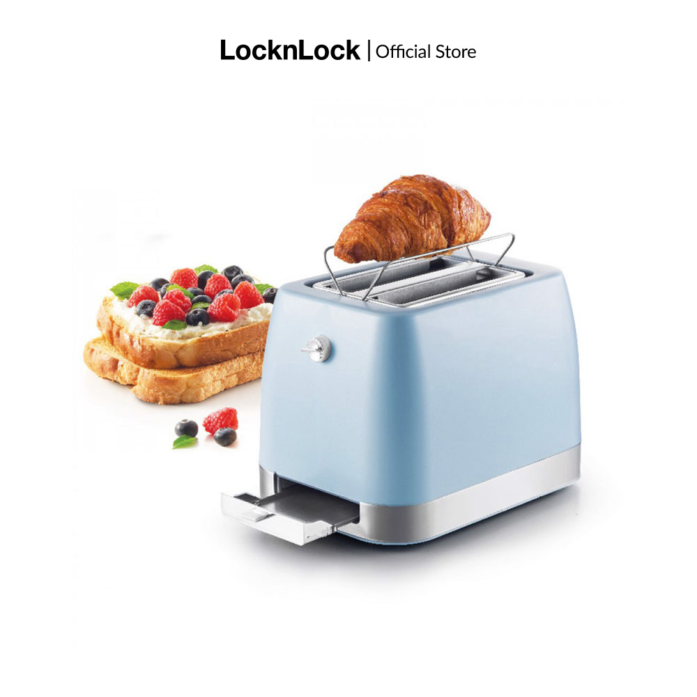 EJB221BLU - Máy nướng bánh mì Lock&Lock 700W - 6 mức độ nhiệt, khay chứa vụn bánh mì Dễ dàng hâm nóng /nướng giòn bánh mì - Hàng chính hãng