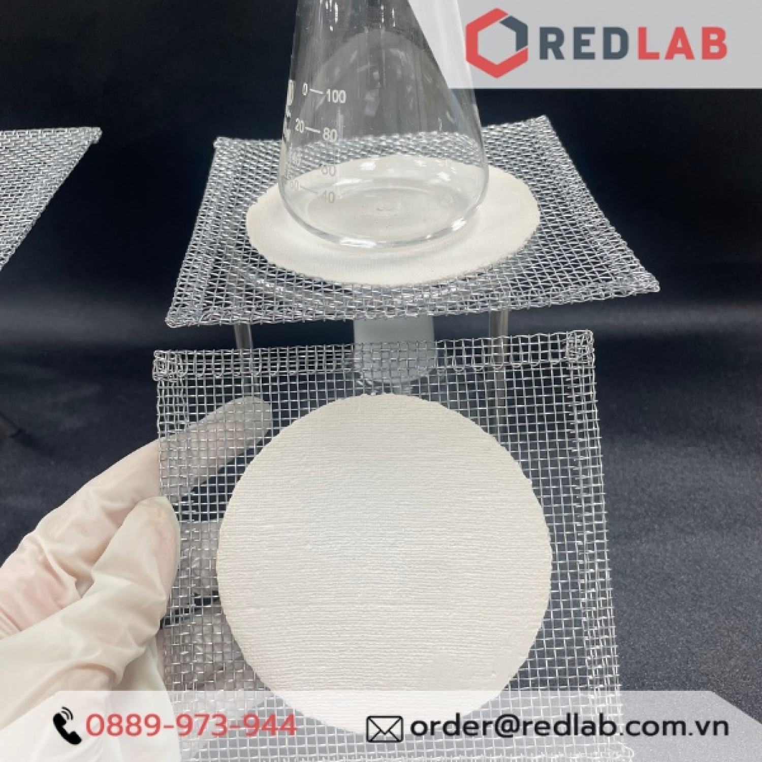 Lưới nung amiăng 12.5x12.5cm 15x15cm 20χ20cm onelab, dùng đun cốc thí nghiệm, có vat