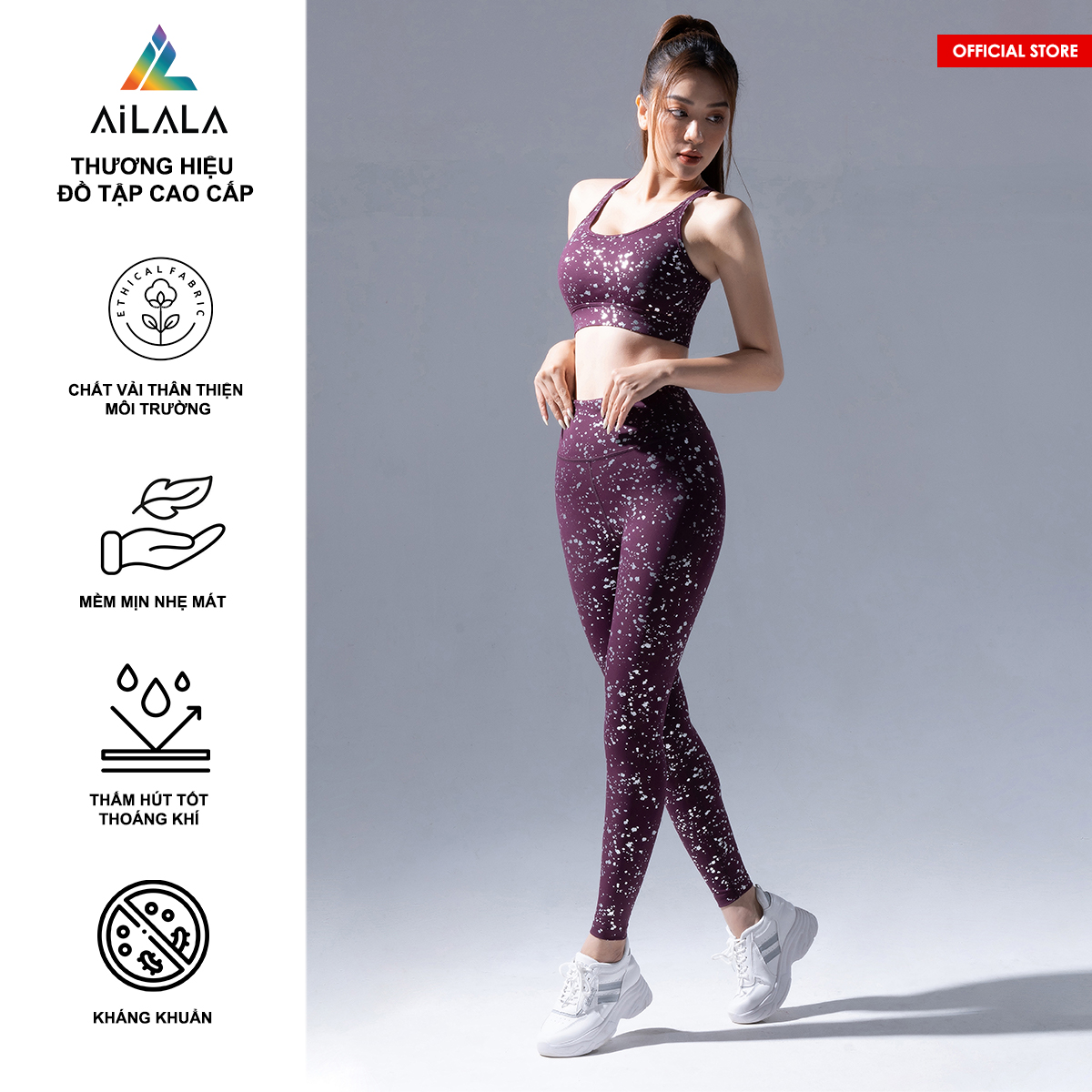 Bộ quần áo thể thao nữ AiLALA LUX47, Đồ tập Yoga Gym Pilates, chất vải Hi-tech cao cấp
