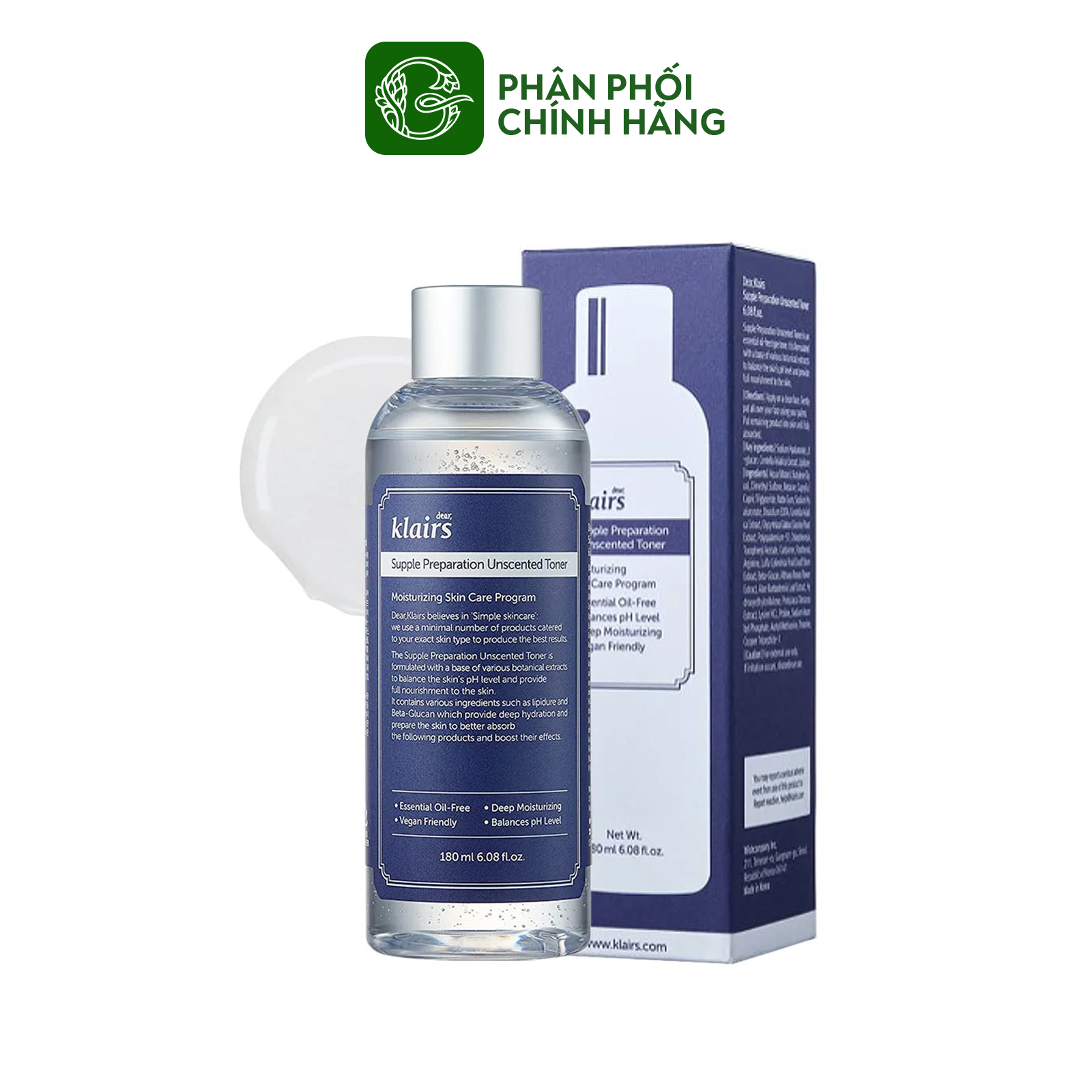 Nước Hoa Hồng Klair Không Mùi Supple Preparation Unscented Toner 180ml