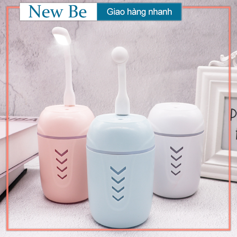 【New Be】Máy phun sương, máy xông tinh dầu lọc không khí ô tô 3in1 （Máy tạo độ ẩm/Quạt USB / Đèn USB / Cáp sạc / tăm bông）