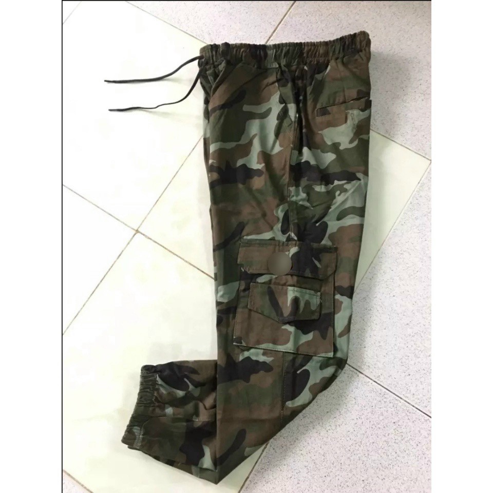 Quần kaki Lính Túi Hộp Họa Tiết Rằn Ri , Lưng Thun Kiểu jogger Bo Chân ,Dây Rút - Quần Bộ Đội Nam Nữ Mặc