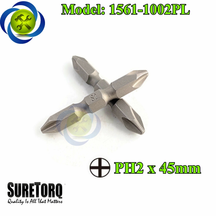 Mũi vặn vít 2 đầu ph2 suretorq 1561-1002 pl màu xám dài 45mm