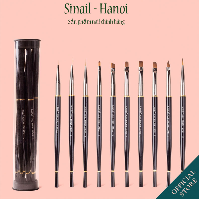 Set 10 cọ nail Lawei chính hãng - Cọ vẽ móng chuyên dụng