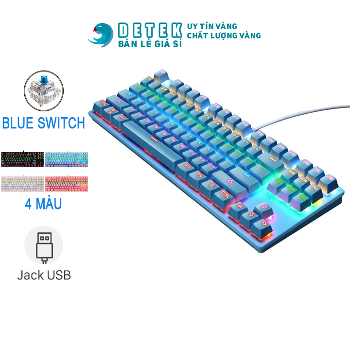 Bàn phím cơ game thủ detek k28 - k30 - k550 có đèn led