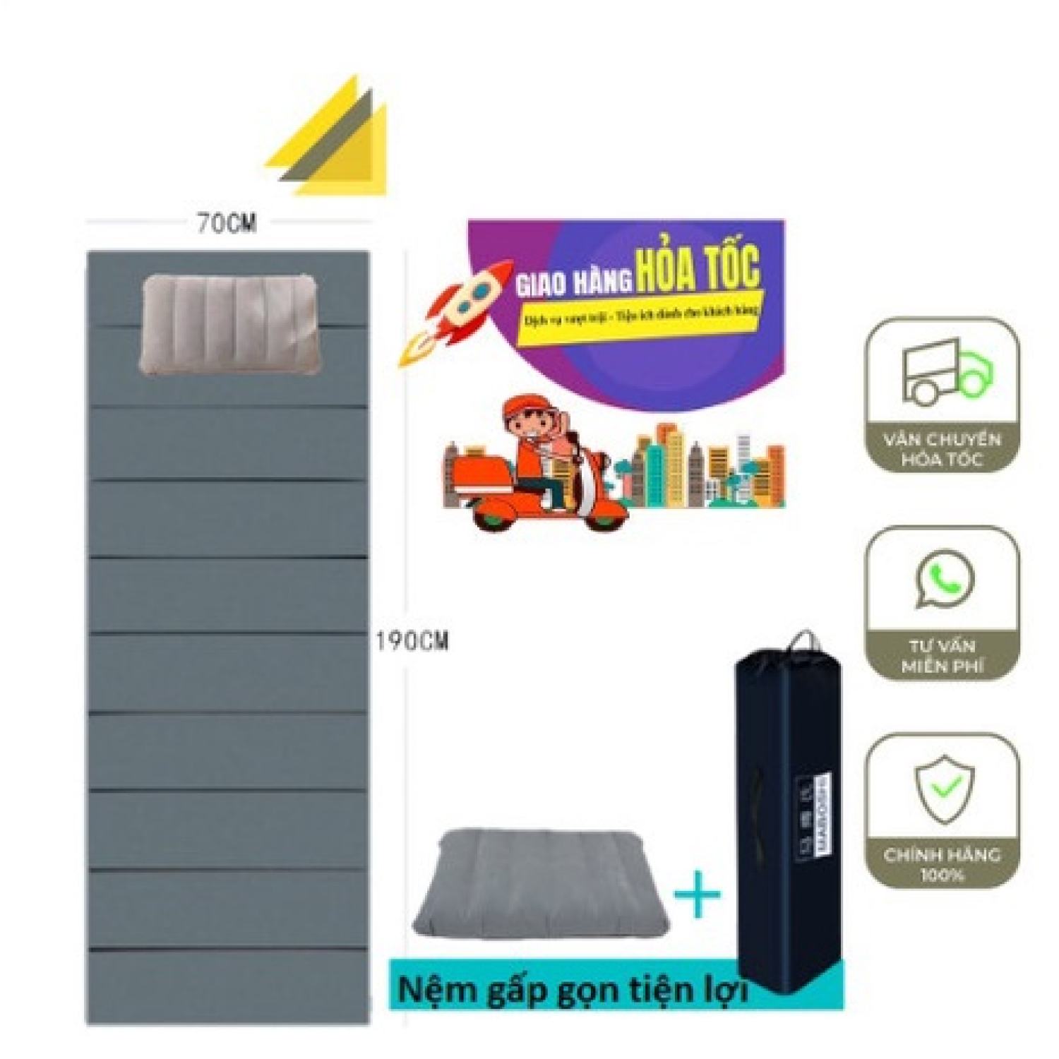Nệm gấp ngủ trưa văn phòng, đệm ngủ trưa văn phòng gấp gọn - nệm ngủ 1 người văn phòng gấp gọn