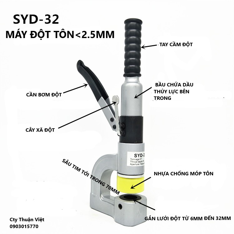 [HCM]đột lổ máng cáp điện SYD32 dày 2ly  lổ 16+20+25+32