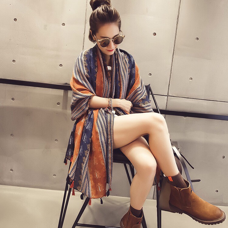 Khăn choàng boho đi biển chụp hình che nắng chất dày size 90*180cm - Mã LN009