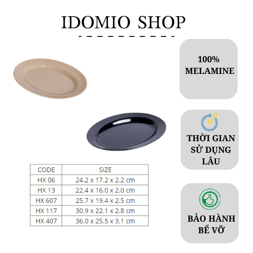 Dĩa nhựa melamine hạt xoài màu đen /nâu