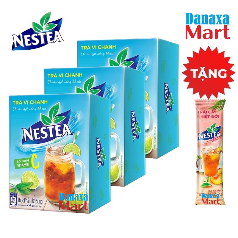 Combo 3 hộp trà nestea vị chanh + tặng gói trà hoa quả 12g