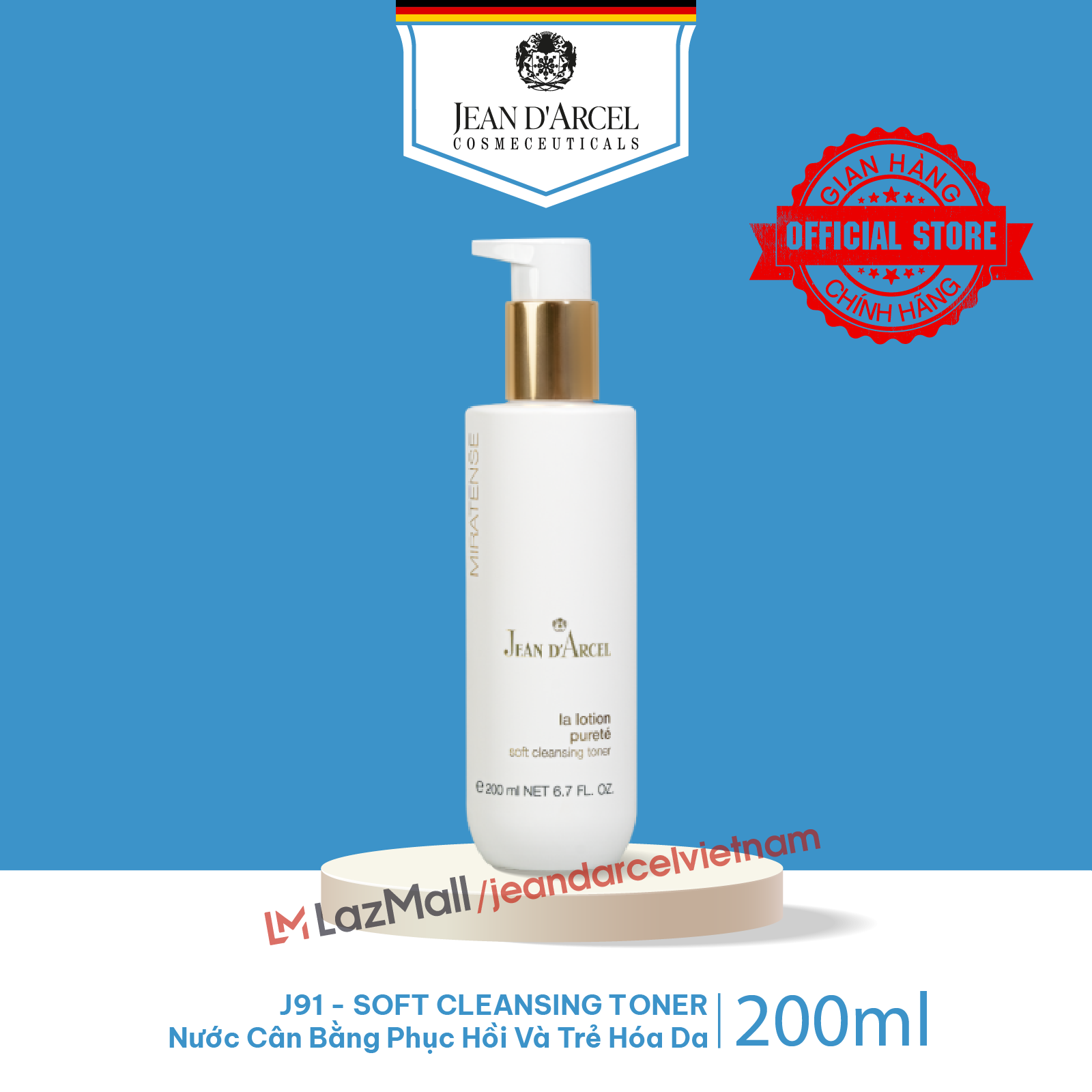 J91 Nước cân bằng phục hồi và trẻ hóa da - Soft Cleansing Toner 200ml - Jean d'Arcel