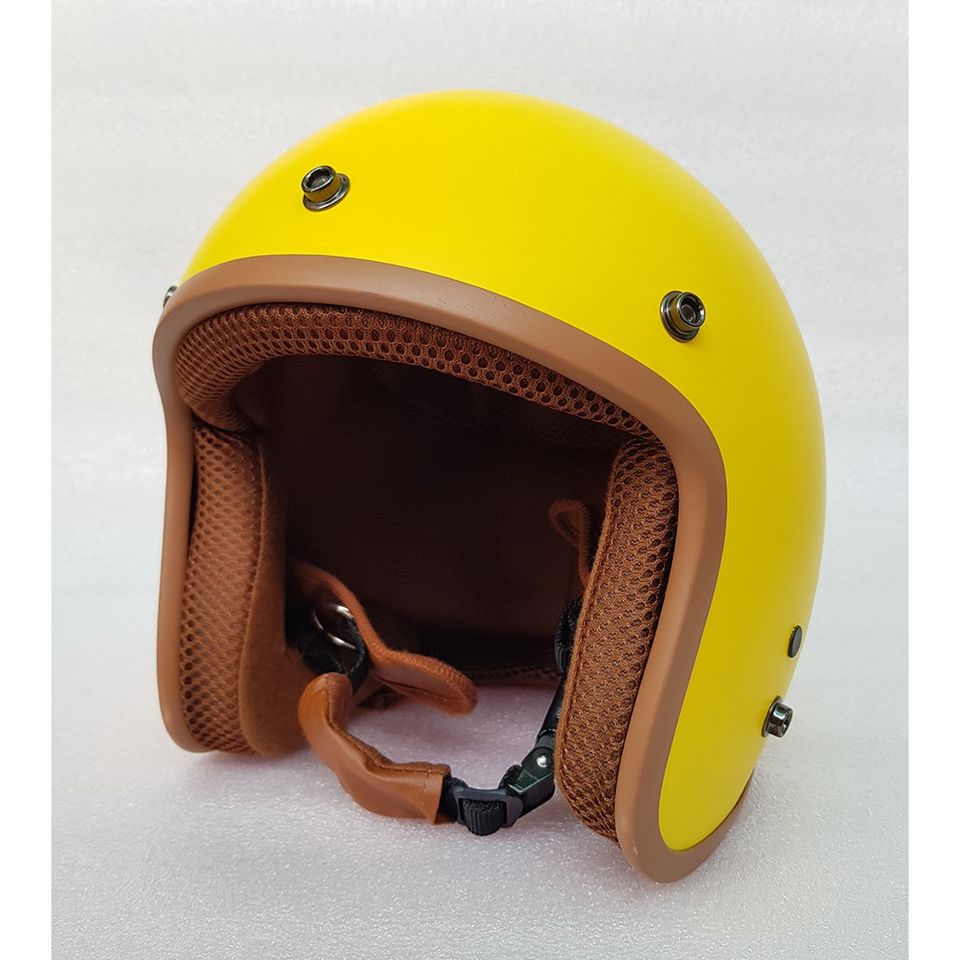 Nón bảo hiểm 3/4 đầu lót màu nâu nhiều màu tặng kèm lưỡi trai tháo rời FREE SIZE UNISEX.