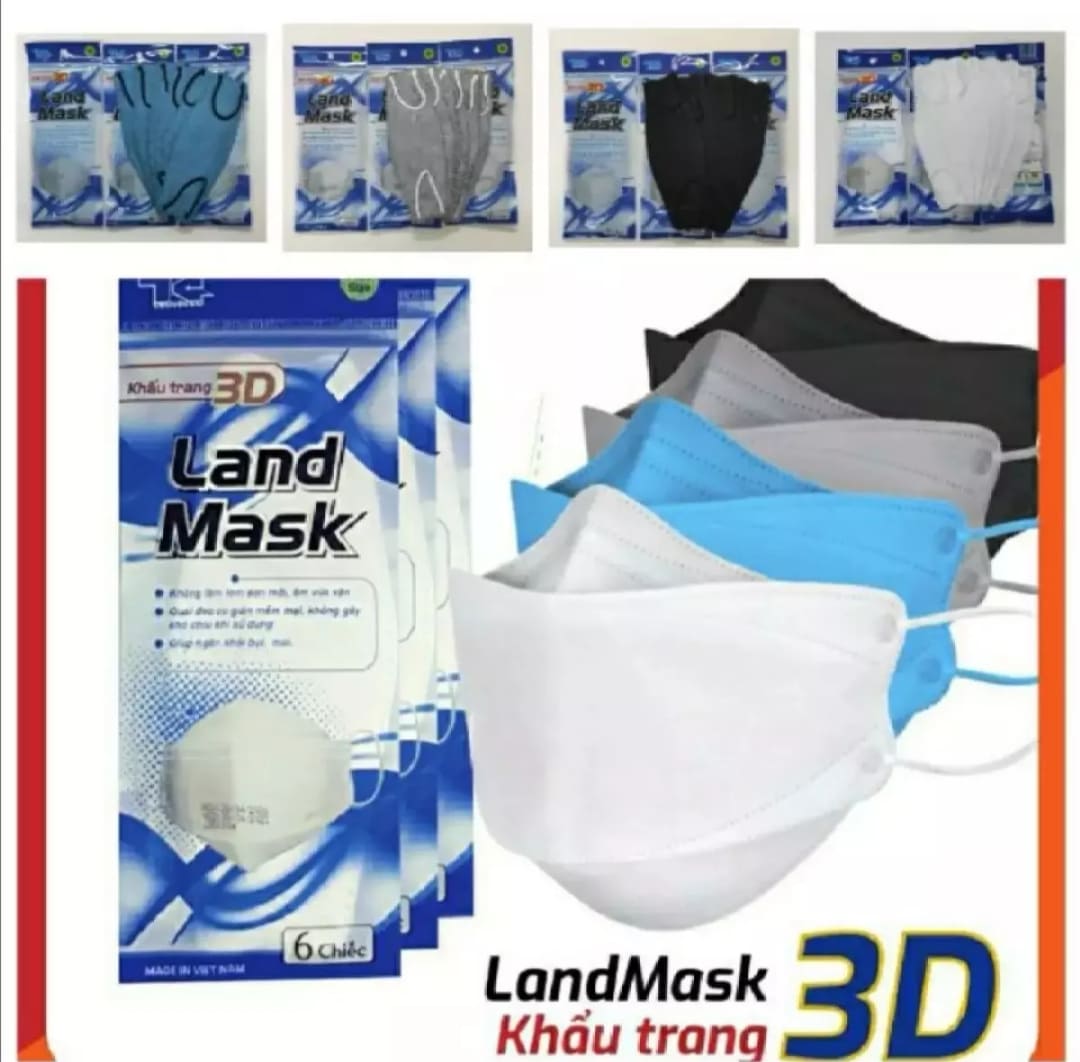 [ COMBO 5 - 10 Gói 3D Land Mask. Đủ Màu ] Khẩu Trang 3D Land Mask Công Nghệ Hàn Quốc Chính Hãng. ( 1 Gói 6 Chiếc )