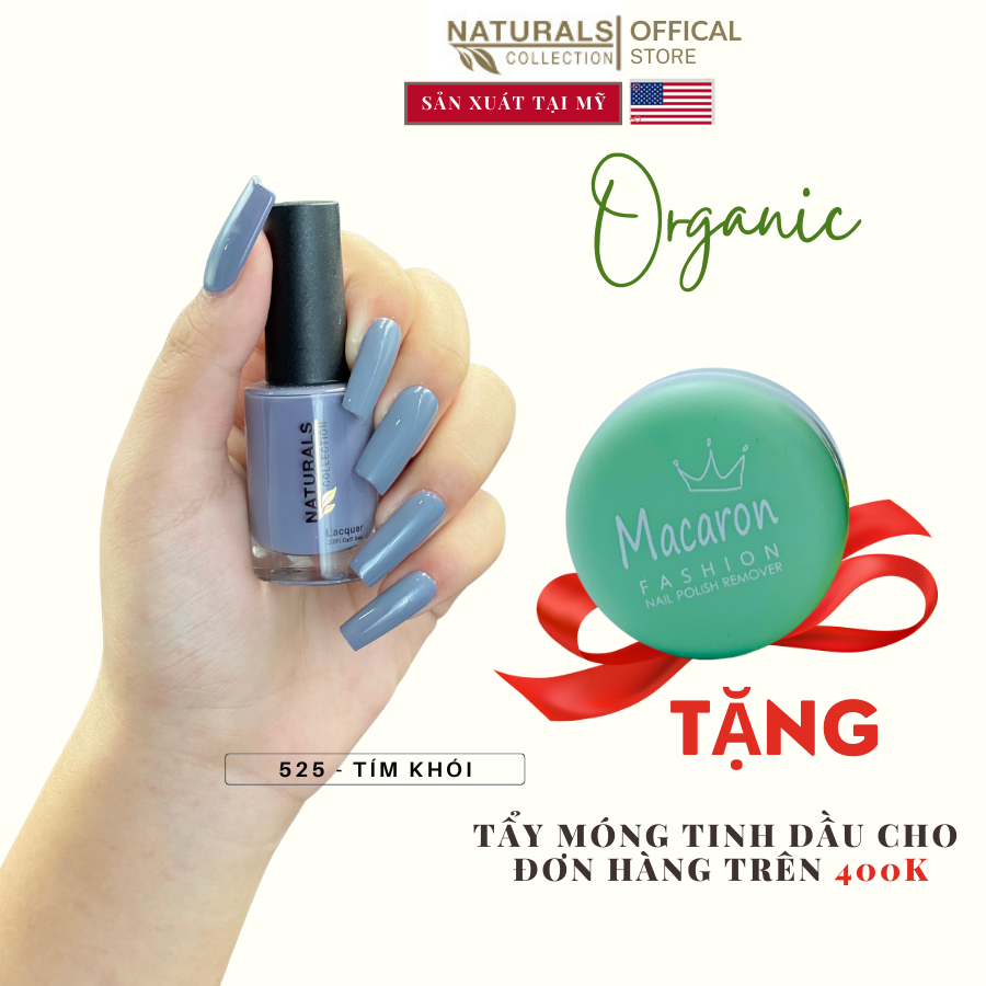 Sơn dưỡng thành phần hữu cơ phục hồi móng yếu, hư tổn USA NATURALS COLLECTION màu tím khói - 7.5ml - 525