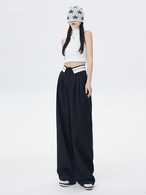 [Duy nhất 20H 10.11 - 13.11, Mua 2 giảm 10%] (Sale SP mới )Quần Ống Suông Rộng Ruby Hàn mềm mại tôn dáng cạp viền trắng thời trang độc đáo dài 100cm.019