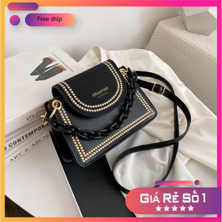 Túi Đeo Chéo Nữ Thời Trang Chất Da Mềm Cao Cấp Dây Xích Độc Đáo Phong Cách Korea Trẻ Trung, Cá Tính