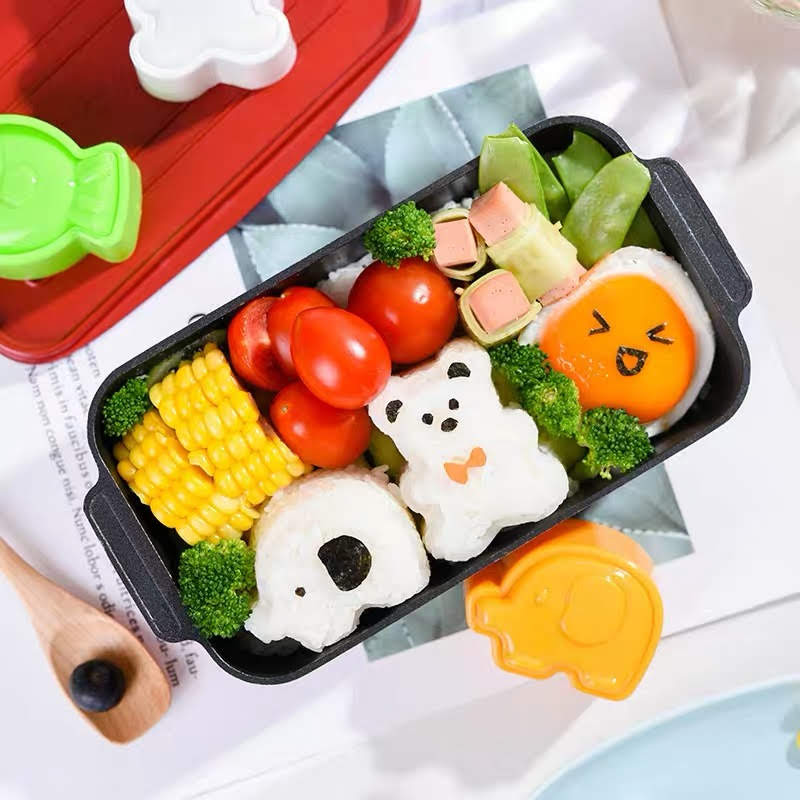 Bộ 3 khuôn ép cơm bento hình gấu, voi, cá